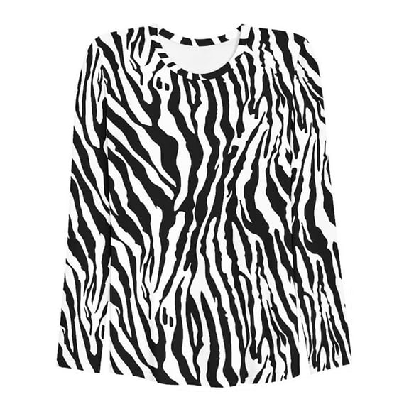 Women's Tops Trendy Zebra Stripe Printed Long Sleeved Round Neck T Shirt Women Blouses