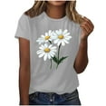 thumbnail image 1 of Women's Tops Under $5 Casual Print Shirt Round-Neck Pullover Tee Short Sleeve Blouses, 1 of 3