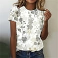 thumbnail image 1 of Women's Tops Under $10 Free Shipping Summer Short Sleeve Print Short Sleeve V-Neck Blouses, 1 of 4