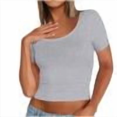 Women's Tops, Women Slim Fit Crop Tops Short Sleeve Scoop Neck Tight T Shirts Y2k Stretchy Casual Blouses Summer Gym Workout Shirts