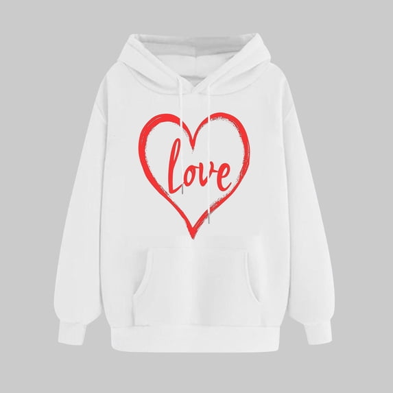 Women's Tops Women's Clothing Ndbuld Women's Print Winter Hoodie Pullover Tops Long Sleeved Comfortable Sweatshirt Rollbacks,White,XL