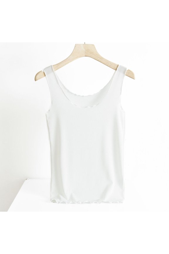 Women's Tops and Blouses Summer Solid Color Crew Neck Shirts Casual Loose Fit Sleeveless Standard Straps Summer Tops