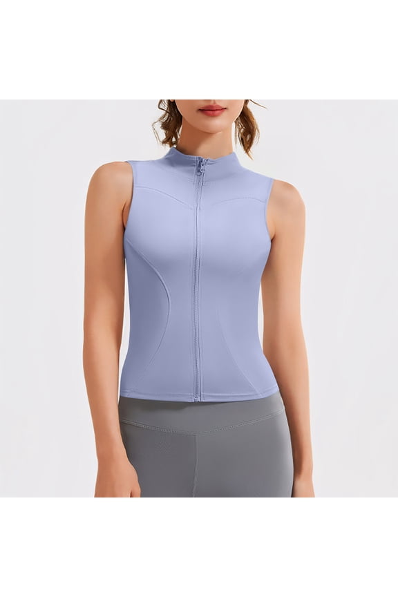 Women's Tops and Blouses Summer Solid Color High Neck Workout Tank Tops Casual Slim Fit Sleeveless Standard Straps Summer Tops