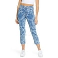 thumbnail image 1 of Women's Topshop Laser Print Raw Hem High Waist Crop Straight Leg Jeans, Size 32, 1 of 5
