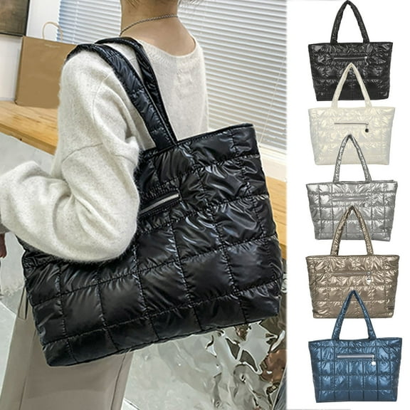 Women's Tote Bag Large under $5! Yannianjz Women's Large Tote Bag, Lightweight Nylon Shoulder Bag with Padded Interior, Spacious Handbag for Shopping Work Travel, Versatile Daily Use Purse