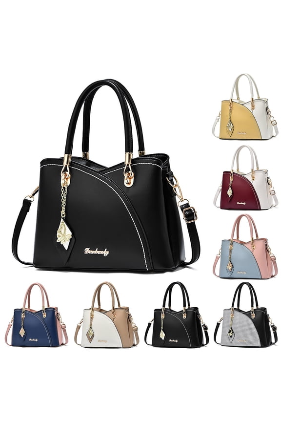 Women's Tote Bag Large Capacity Plaid Pattern Contrast Design Versatile Shoulder Messenger Purse for Daily Use