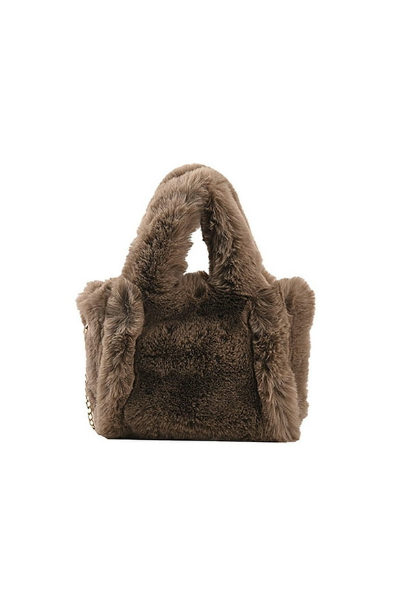 Women's Tote Bags Fluffy Faux Furry Clutch Handbags Large Capacity Plush Shopping Shoulder Bags