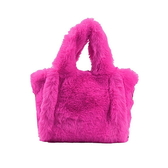 Women's Tote Bags Fluffy Faux Furry Clutch Handbags Large Capacity Plush Shopping Shoulder Bags