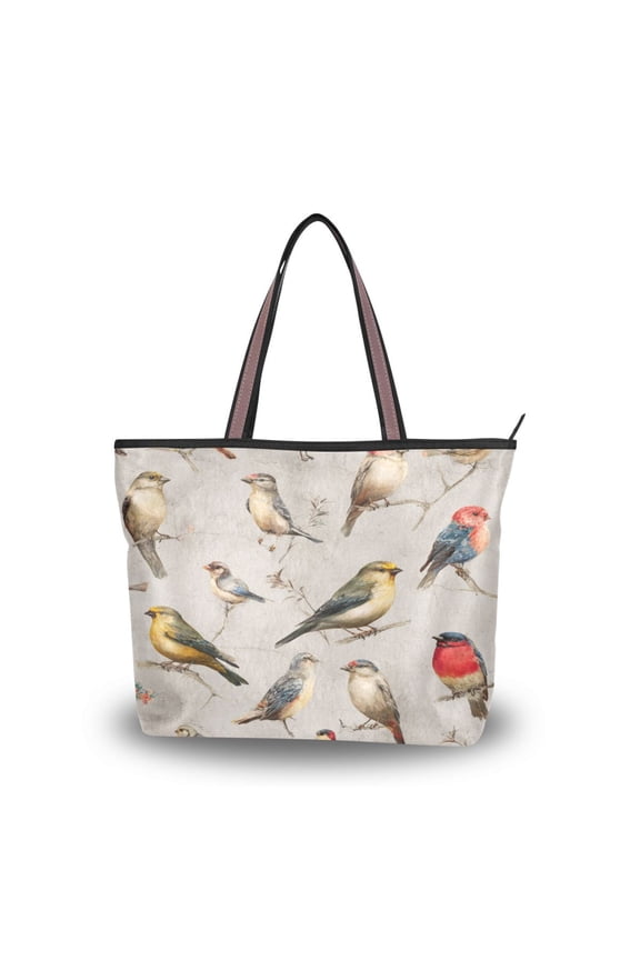 Women's Tote Handbag Cloth Handbag Large Tote Bag Shopping Bag Birds Pattern