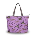 thumbnail image 1 of Women's Tote Handbag Cloth Handbag Large Tote Bag Shopping Bag Black Hat and Brown Bat, 1 of 8