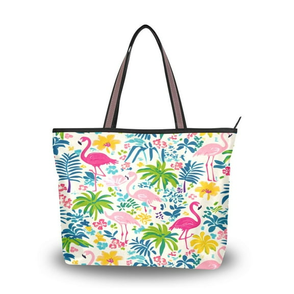 Women's Tote Handbag Cloth Handbag Large Tote Bag Shopping Bag Colorful Flamingo Pattern