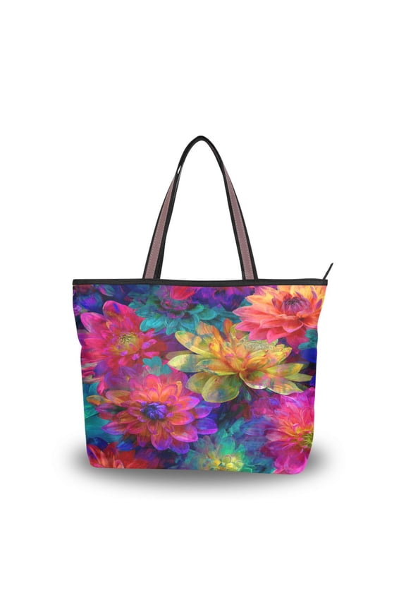 Women's Tote Handbag Cloth Handbag Large Tote Bag Shopping Bag Colorful and Bright Floral Pattern