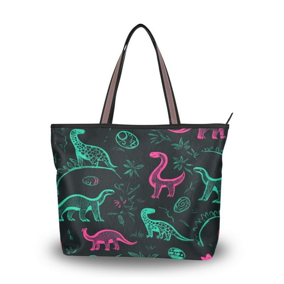 Women's Tote Handbag Cloth Handbag Large Tote Bag Shopping Bag Cute Green Dinosaurs