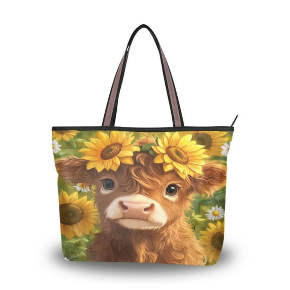 Women's Tote Handbag Cloth Handbag Large Tote Bag Shopping Bag Cute Highland Cow