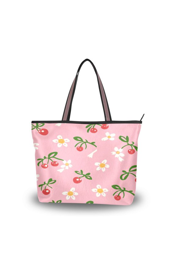 Women's Tote Handbag Cloth Handbag Large Tote Bag Shopping Bag Daisies and Bow Pattern