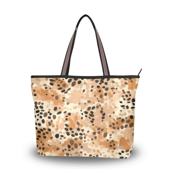 Women's Tote Handbag Cloth Handbag Large Tote Bag Shopping Bag Earthy Brown Leopard Print