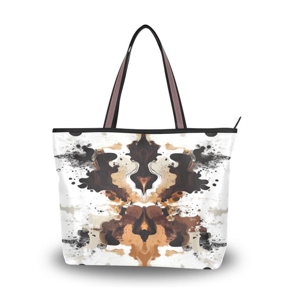 Women's Tote Handbag Cloth Handbag Large Tote Bag Shopping Bag Flowing Black and Brown Lines