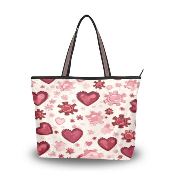 Women's Tote Handbag Cloth Handbag Large Tote Bag Shopping Bag Gear-shaped Hearts Pattern