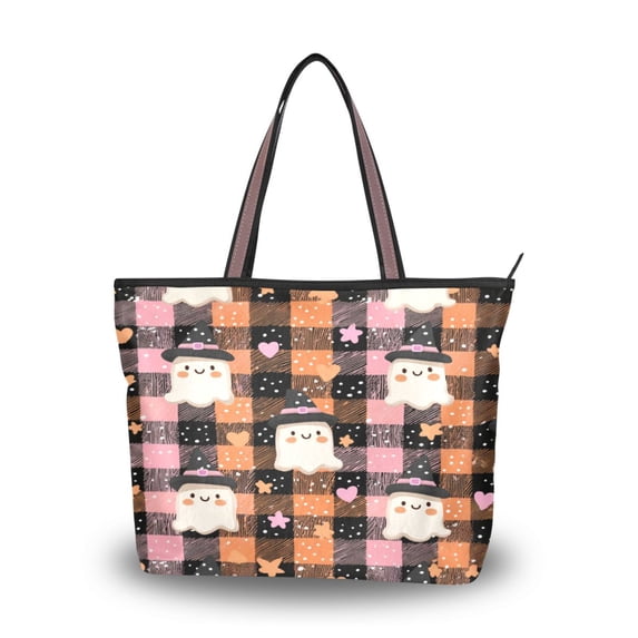 Women's Tote Handbag Cloth Handbag Large Tote Bag Shopping Bag Hearts Stars and Ghost Pattern