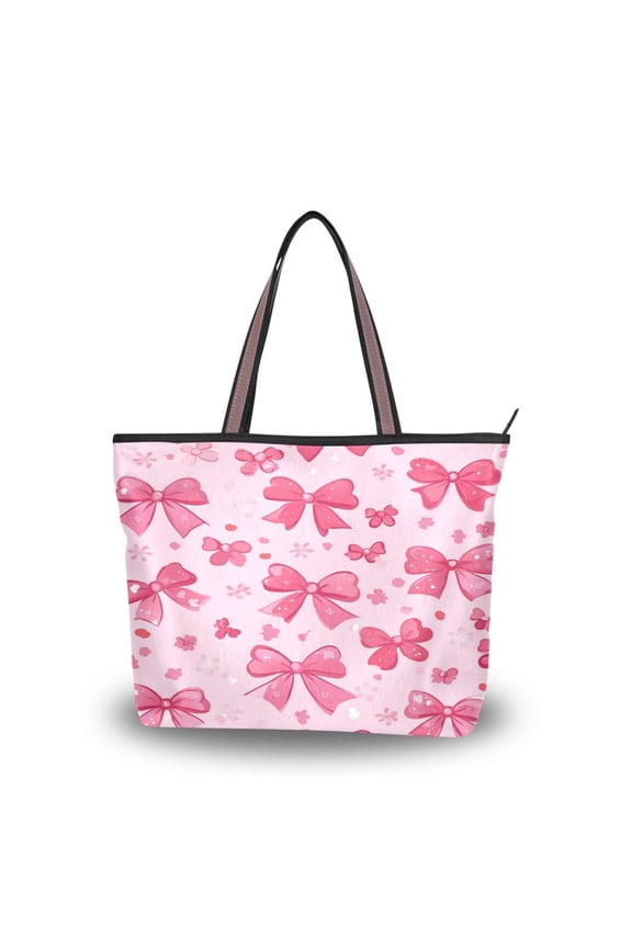 Women's Tote Handbag Cloth Handbag Large Tote Bag Shopping Bag Pink Cute Bows