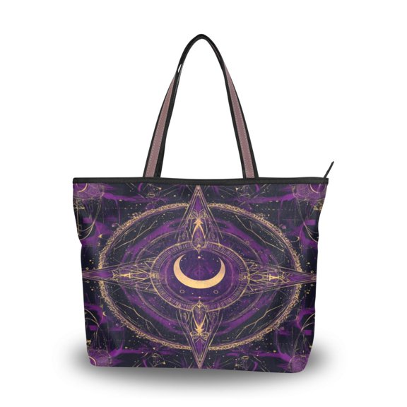 Women's Tote Handbag Cloth Handbag Large Tote Bag Shopping Bag Purple Mystical Pattern