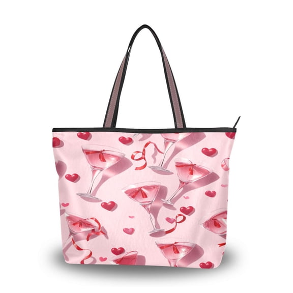 Women's Tote Handbag Cloth Handbag Large Tote Bag Shopping Bag Red Wine Glass