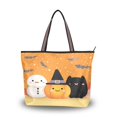 thumbnail image 1 of Women's Tote Handbag Cloth Handbag Large Tote Bag Shopping Bag Snowman and Pumpkin, 1 of 8