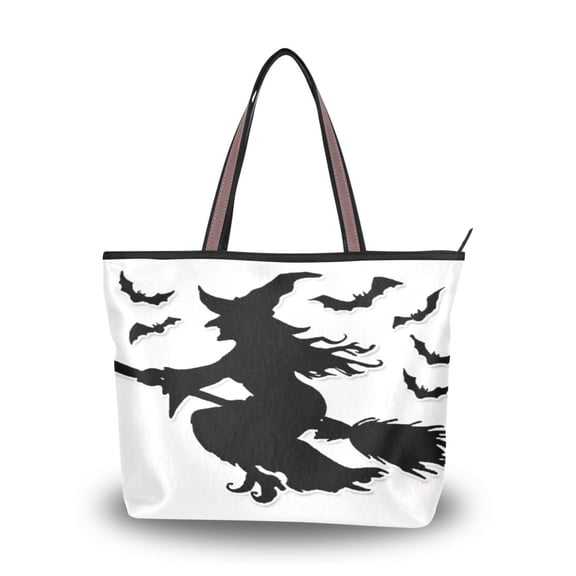 Women's Tote Handbag Cloth Handbag Large Tote Bag Shopping Bag Witch Silhouette