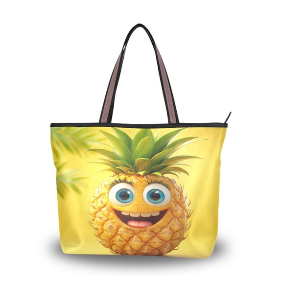 Women's Tote Handbag Cloth Handbag Large Tote Bag Shopping Bag Yellow Pineapple