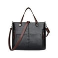 thumbnail image 1 of Women Retro Oil Wax Leather Tote,Large Capacity Multi Pocket Handbag,Removable Adjustable Shoulder Strap,Durable Zipper Closure Bag,Commute Work Casual Bag,Soft Texture High Capacity Shoulder Bag, 1 of 1