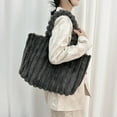 thumbnail image 1 of Women's Tote Handbags Furry Tote Bags for Women Fashion Purses and Handbags Winter Plush Shoulder Bags Large Capacity Solid Color Gray, 1 of 6