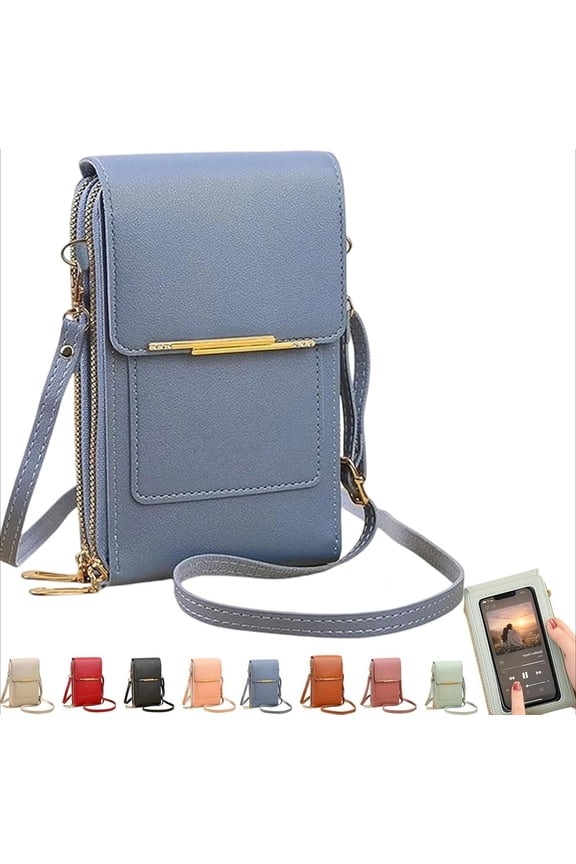 Women's Touch Screen Mobile Phone Messenger Bag, RFID Leather Crossbody Wallet Purse, Anti-Theft Shoulder Strap