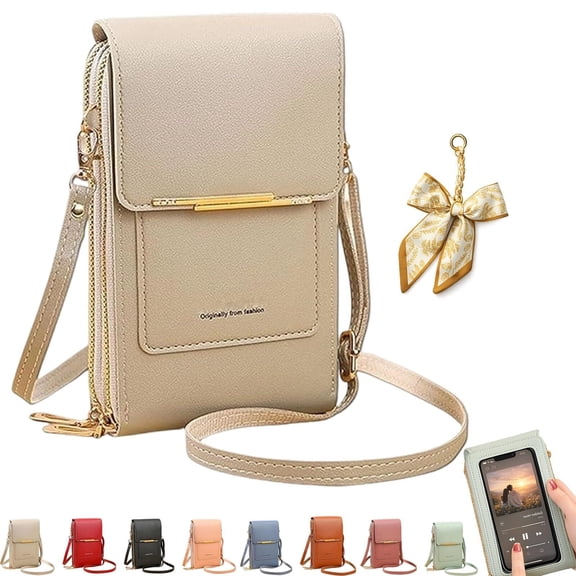 Women's Touch Screen Mobile Phone Messenger Bag, RFID Leather Crossbody Wallet Purse, Anti-Theft Shoulder Strap