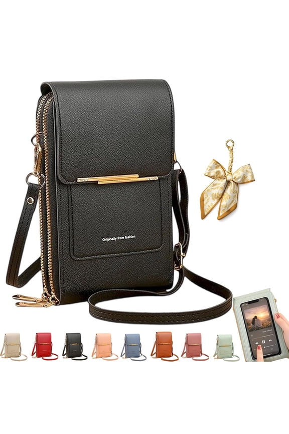 Women's Touch Screen Mobile Phone Messenger Bag, RFID Leather Crossbody Wallet Purse, Anti-Theft Shoulder Strap