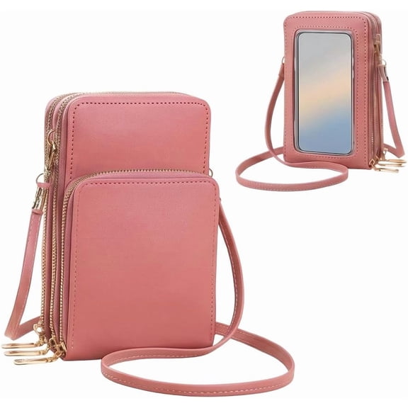 Women's Touch Screen Mobile Phone Messenger bag, Anti-Theft Leather Crossbody Phone Purse for Women Travel, Shopping