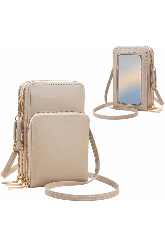 Women's Touch Screen Mobile Phone Messenger bag, Anti-Theft Leather Crossbody Phone Purse for Women Travel, Shopping