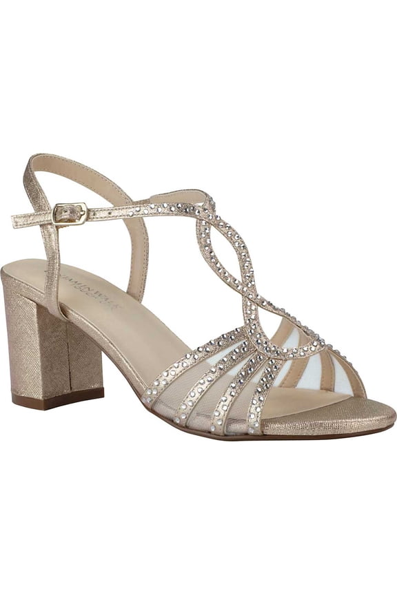 Women's Touch Ups Anna Evening Strappy Sandal Champagne Shimmer Fabric 8.5 M