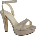thumbnail image 1 of Women's Touch Ups Elena Ankle Strap Heeled Sandal Champagne Glitter Fabric 10.5 M, 1 of 2
