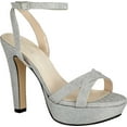 thumbnail image 1 of Women's Touch Ups Elena Ankle Strap Heeled Sandal Silver Glitter Fabric 8.5 M, 1 of 2