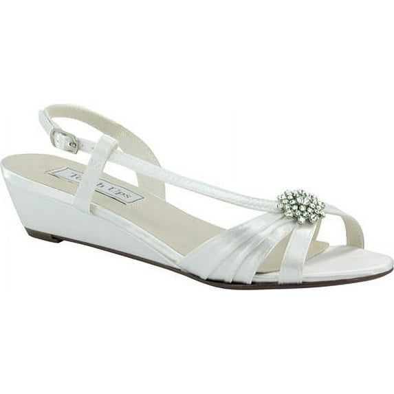 touch ups women's geri leather wedge sandal,white satin,9.5 m us