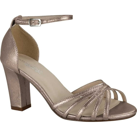 Women's Touch Ups Lauren Heeled Strappy Sandal Champagne Metallic Fabric 8 M
