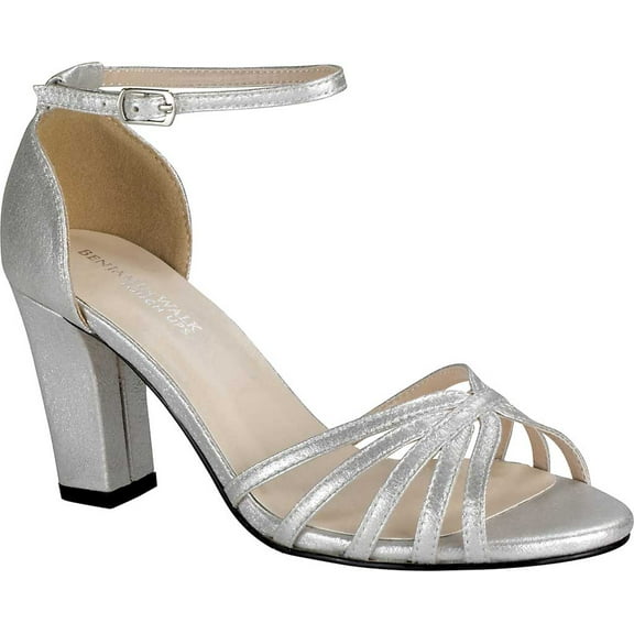 Women's Touch Ups Lauren Heeled Strappy Sandal Silver Shimmer Fabric 10 M