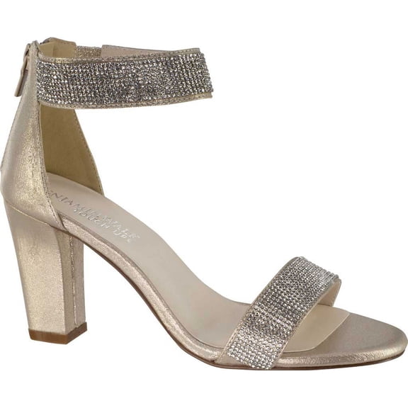 Touch Ups Womens Ankle Strap Sandal Heeled 9.5 Champagne
