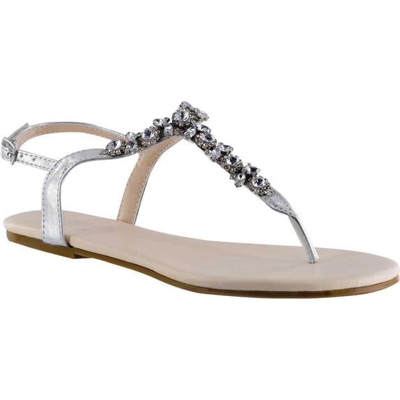 Touch Ups Womens Paula Flat Sandal 6 Silver