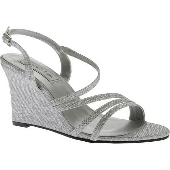 touch ups women's paige wedge sandal, silver shimmer, 6.5 m us