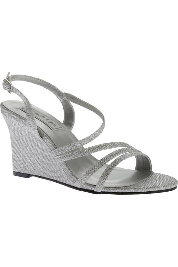 women's paige wedge sandal, silver shimmer, 8 m us
