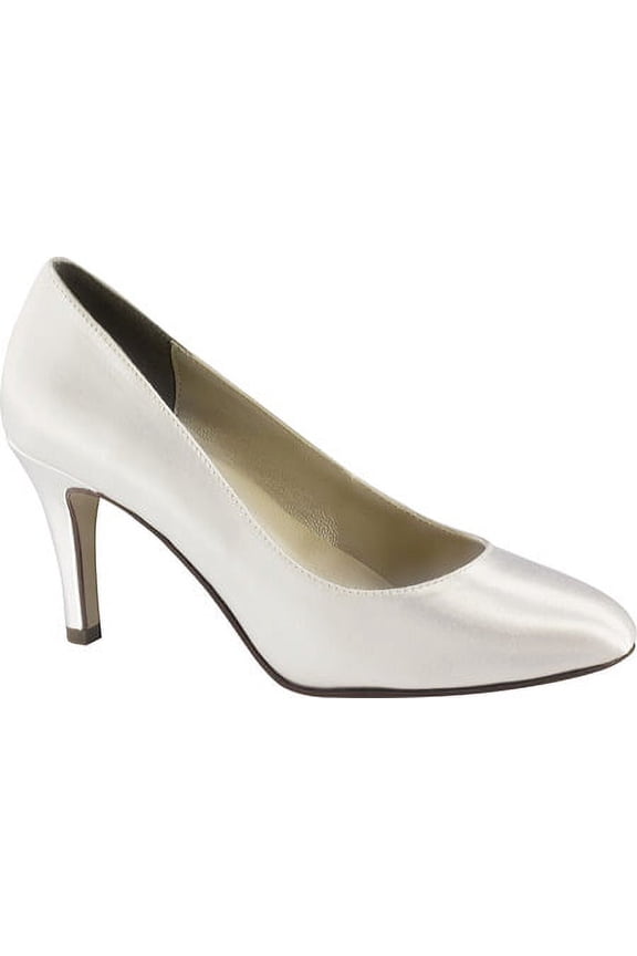 women's sandra pump,white satin,12 m us
