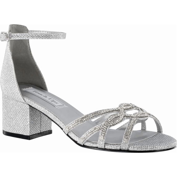Touch Ups Womens Zoey Ankle Strap Evening Sandals Silver 10 Wide (C,D,W)