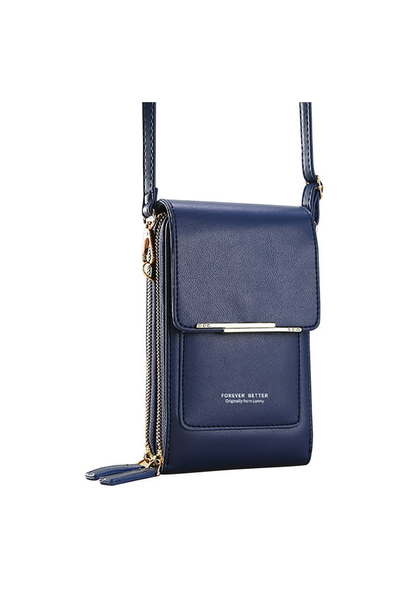 Women's Touchscreen Crossbody Phone Wallet – Multi-Compartment Vertical Bag for Cards, Cash & Cosmetics , Lightweight & Stylish (5 Colors) Blue