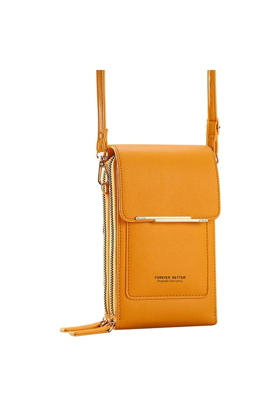 Women's Touchscreen Crossbody Phone Wallet – Multi-Compartment Vertical Bag for Cards, Cash & Cosmetics , Lightweight & Stylish (5 Colors) Yellow